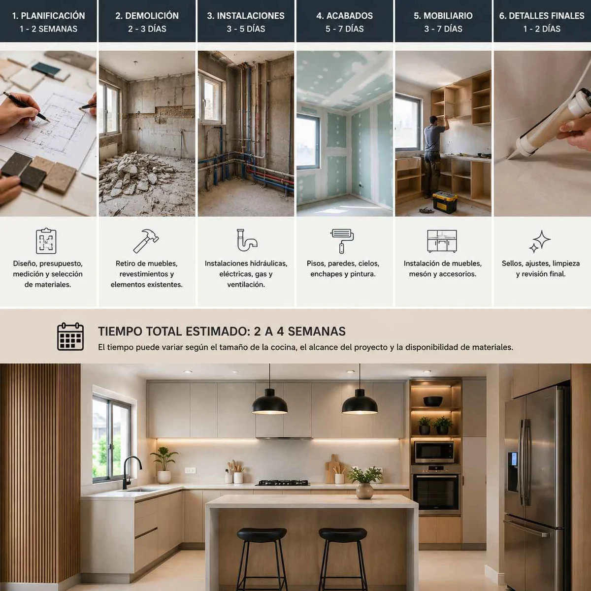 Cocina integral en proceso de remodelación en Bucaramanga